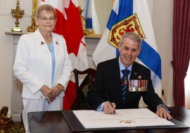 His Honour, accompanied by Her Honour signed a Proclamation of Loyalty at Government House